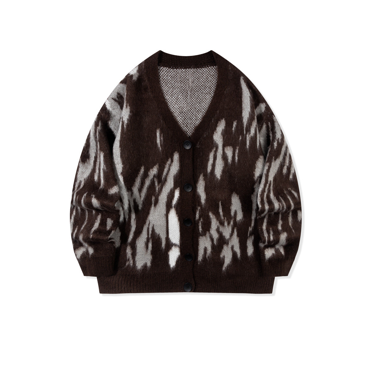 Color-blocked Laid-back Versatile Loose-fit Long-sleeve Knitted Cardigan