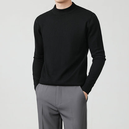 Mens Thickened White Knit Bottoming Sweater