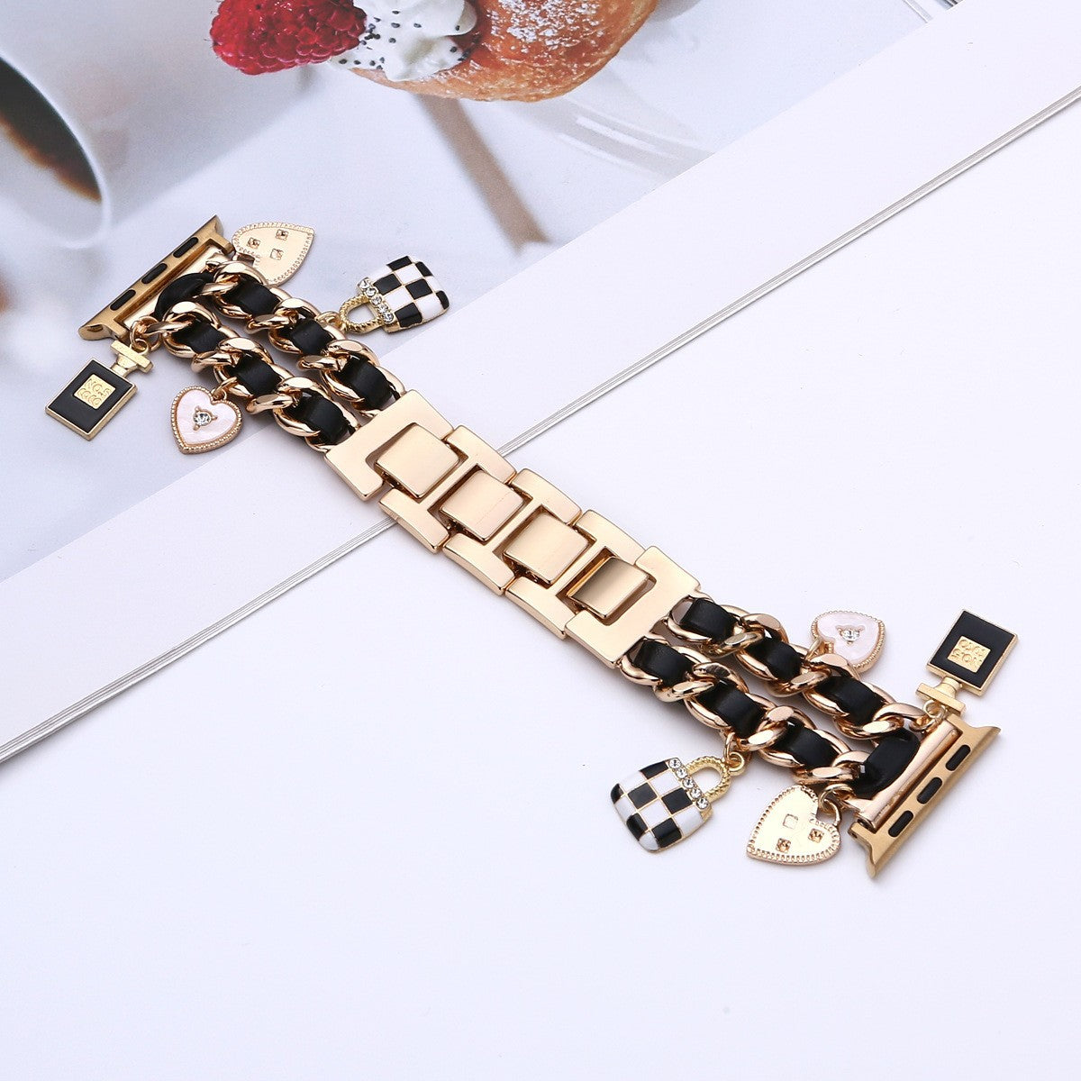 For Iwatch Strap Xiaoxiang Style Iwatch6543 Generation Denim Chain Metal BraceletXiaoxiang Style Strap