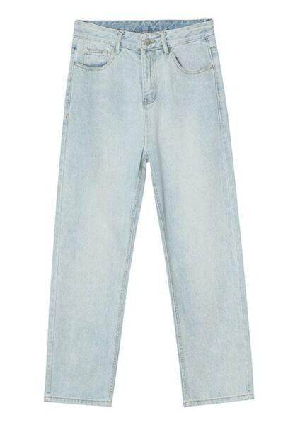 Straight Leg Jeans with Pockets for All-Day Comfort