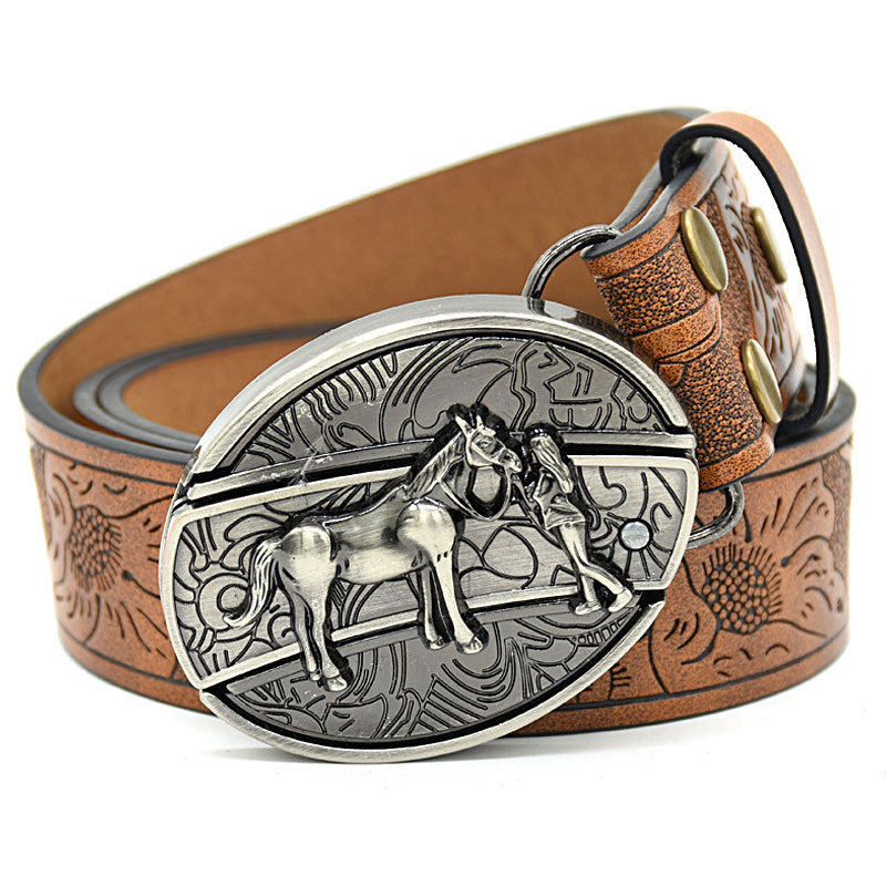 Personality Student Trendy Printing Engraving Smooth Buckle Knife Embossing Belt