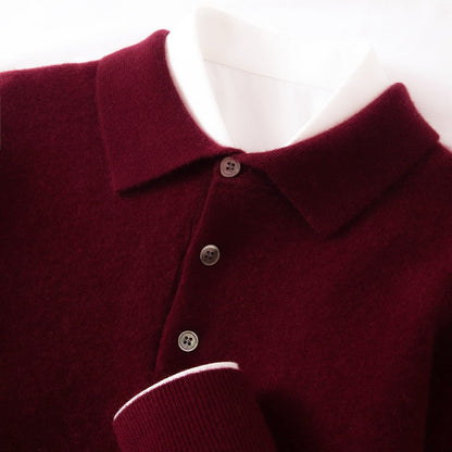 Mens Polo-Neck Business-Casual Knitted Base Layer New Arrival