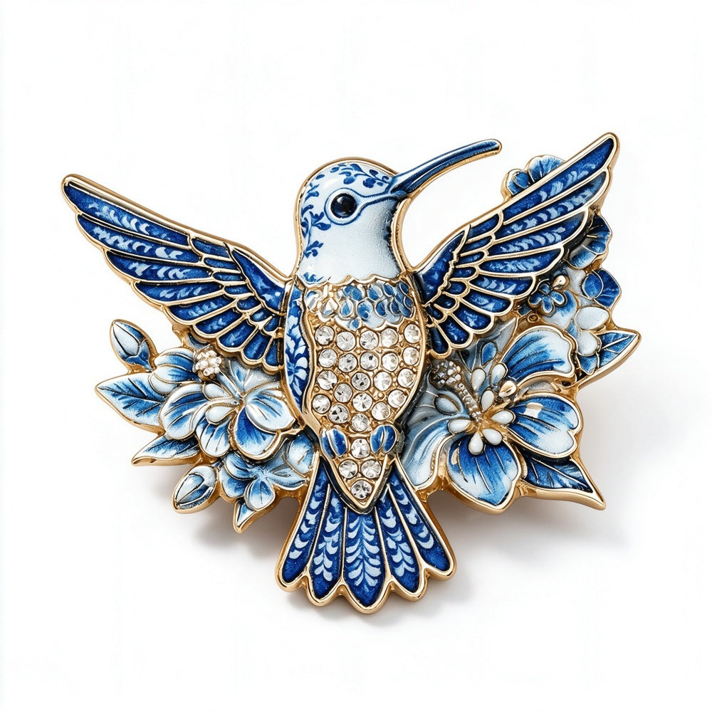 Retro Bird And Floral Enamel Brooch Subtly Luxurious For The Commute