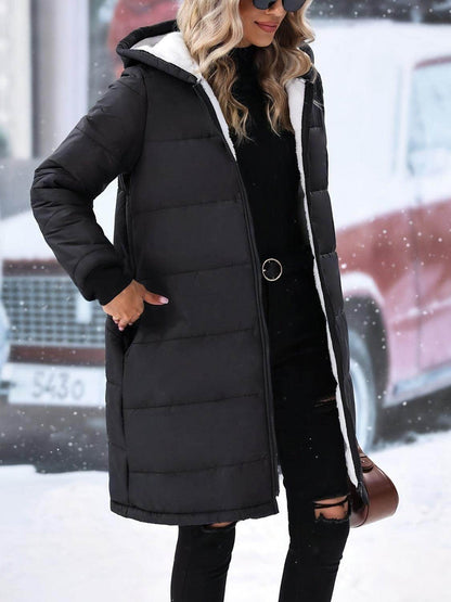 Plus Size Zip Up Hooded Winter Coat for Women