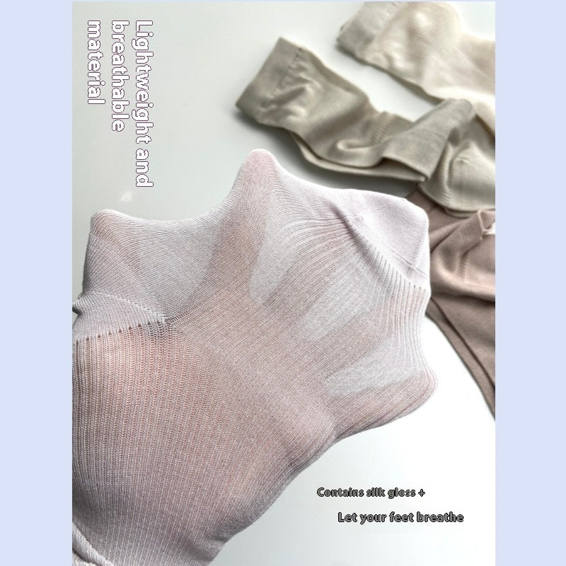 Protein Cool Feeling Tube Socks Thin And Soft Comfortable Socks For Women