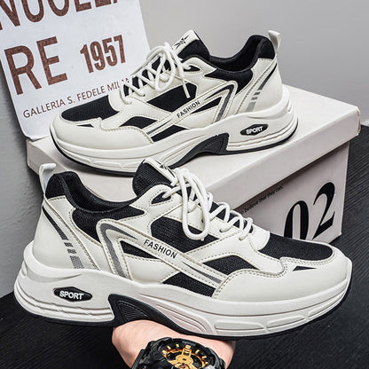 2026 Summer New Men's Thick Sole Height Increasing Sneakers, Wear-resistant, Breathable Trendy Versatile Casual Dad Shoes