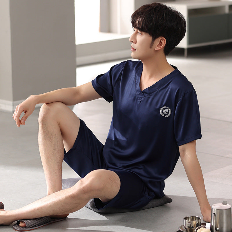 Pajamas Short-sleeved Shirt And Shorts Loose Ice Silk Suit Homewear