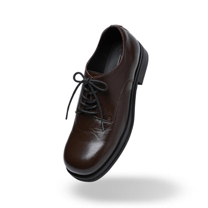 Retro Washed Artificial Leather Shoes Big Head Derby