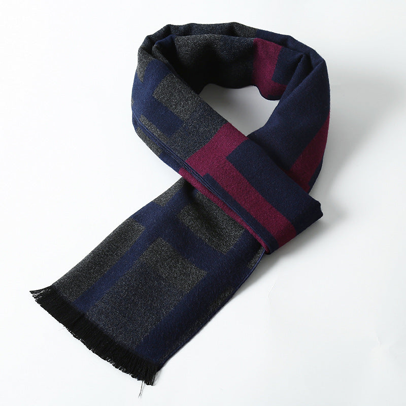 Simple Plaid Artificial Cashmere Warm Scarf