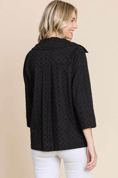 Culture Code Double Breasted Eyelet Jacket With Pockets