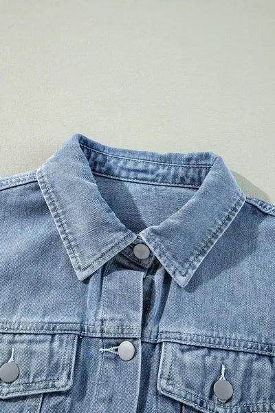 Raw Hem Long Sleeve Denim Jacket for Stylish Women