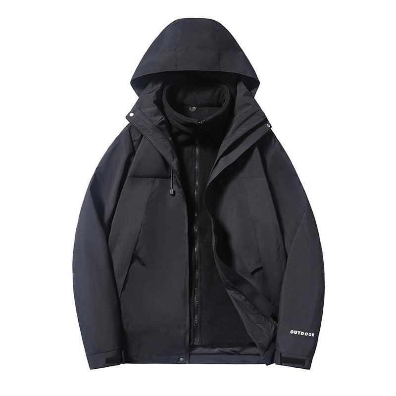 Three-in-one Outdoor Keep Warm Couple Color Matching Shell Jacket