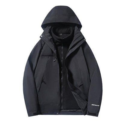 Three-in-one Outdoor Keep Warm Couple Color Matching Shell Jacket