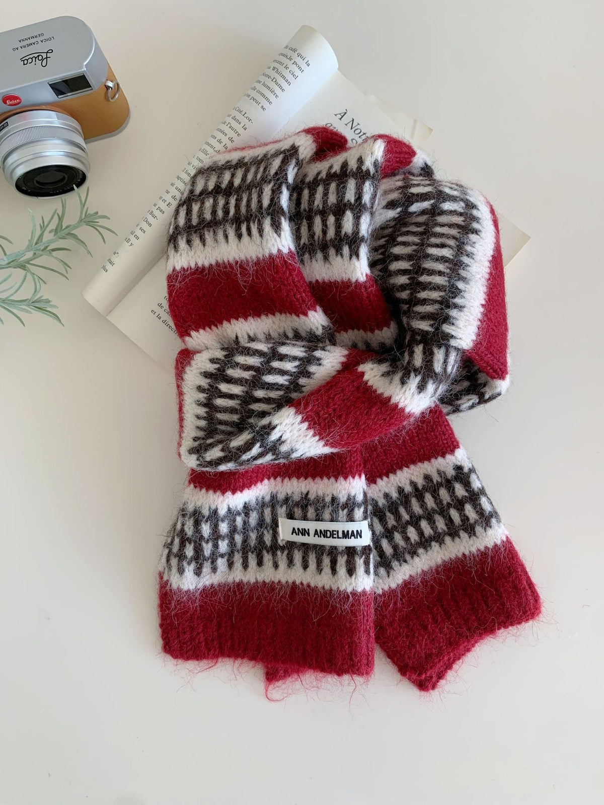 Women's Retro Striped Plaid Jacquard Knitted Scarf