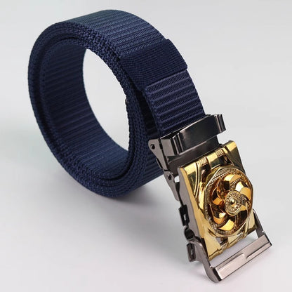Men's Canvas Smooth Buckle Nylon Pant Belt