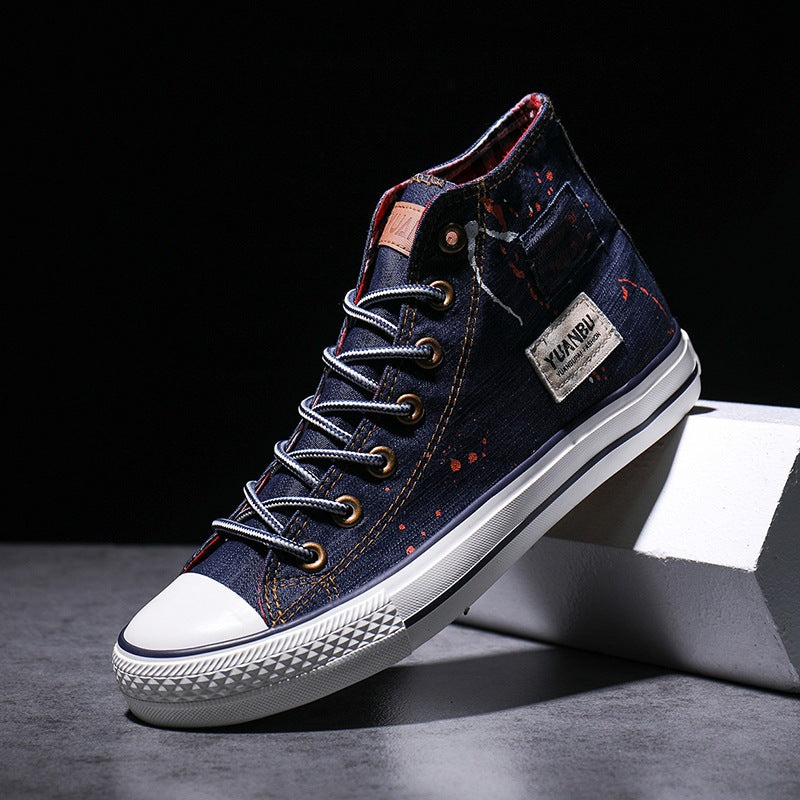 Men's Denim Canvas Shoes Trendy High-top Shoes
