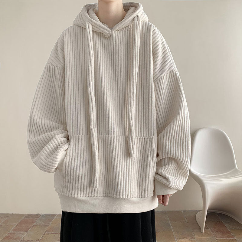 Mens Corduroy Hoodie Fleece-lined And Extra-thick