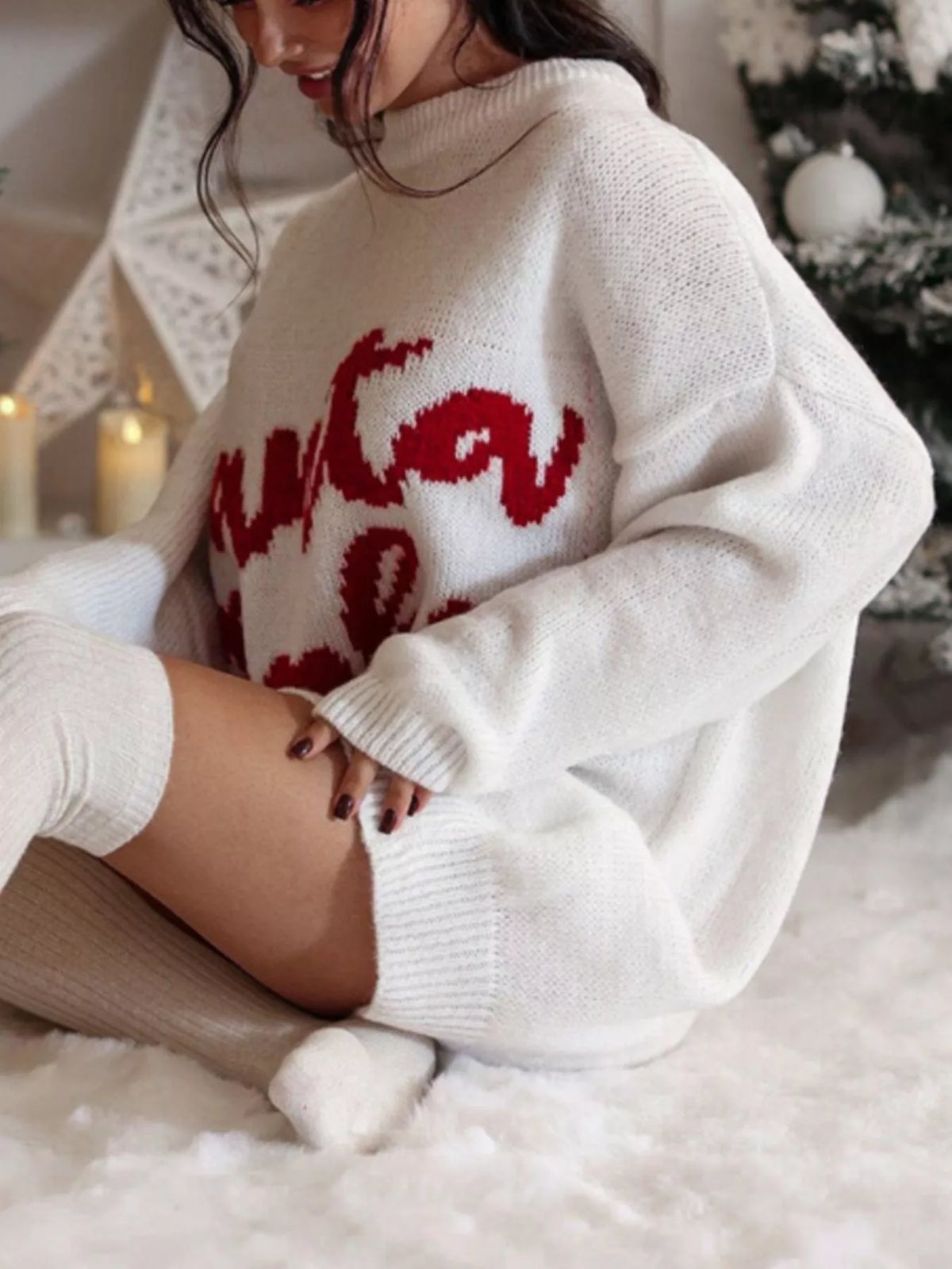 Christmas Letter Oversized Sweater Dress