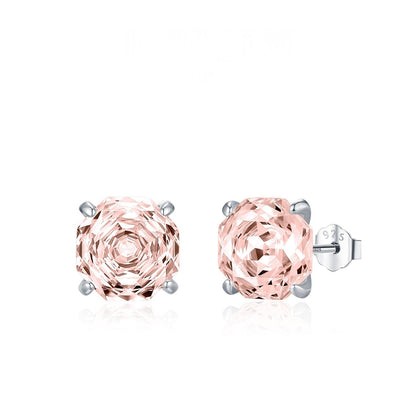Basic Rose-cut Sparkling Diamond Stud Earrings Unisex Accessory