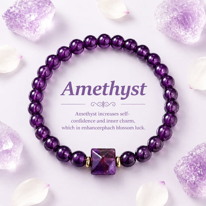New Womens Amethyst Bead Bracelet