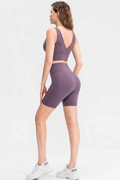 Wide Waistband Sports Shorts with Pockets for Active Wear