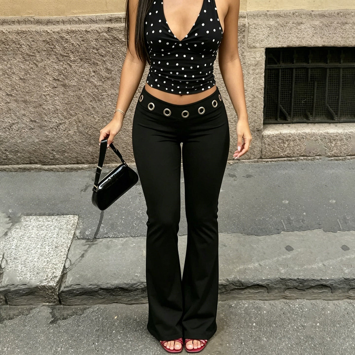 Street-style Athletic Sheath Pants Versatile Bootcut Trousers