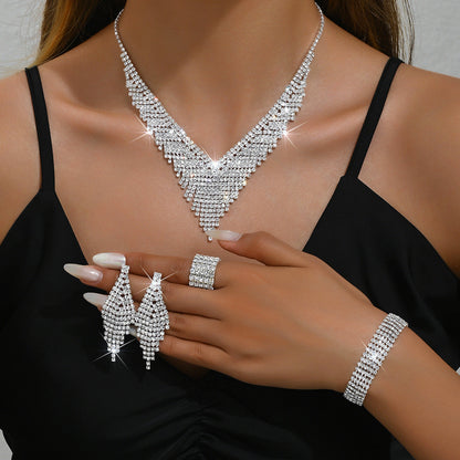 Silver Wedding Jewelry Suit Women's