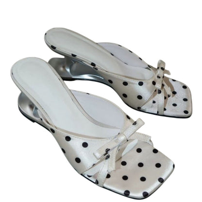 Women's Niche Black Button High-heeled Open-toe Sandals