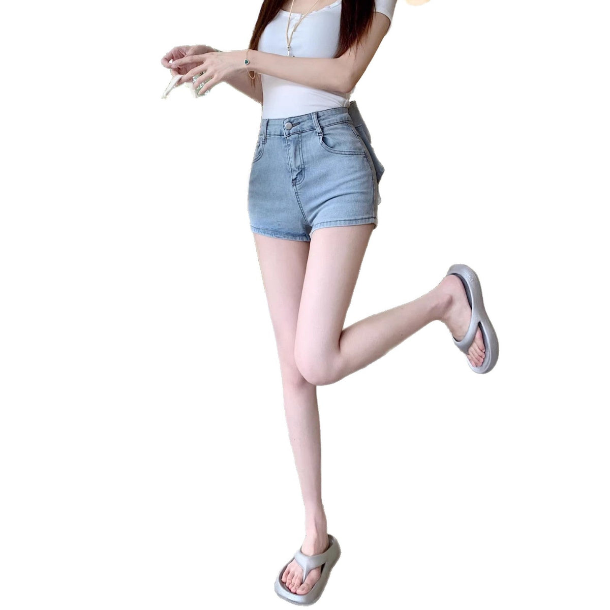 Bow-knot Denim Shorts For Women