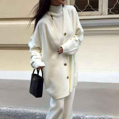 Women's Casual Sweater Cardigan Set