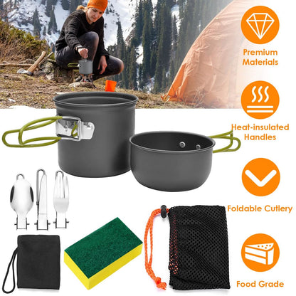 8-Piece: Camping Cooking Ware Set