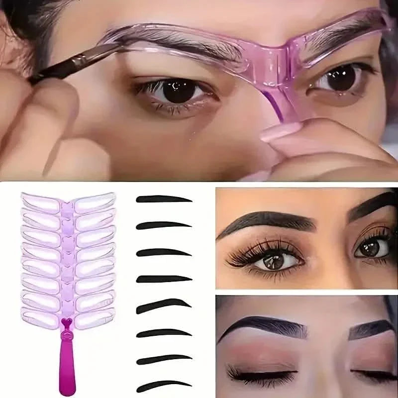 8-Piece: Eyebrow Shaping Stencils Kit - Makeup Tool for Perfect Brows