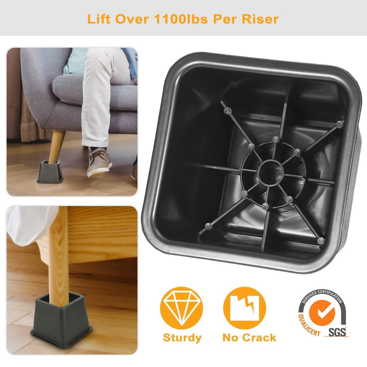 8-Pieces: Furniture Risers
