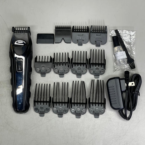 WAHL Lithium Ion Total Beard Trimmer Rechargeable Cordless Black Silver 09888