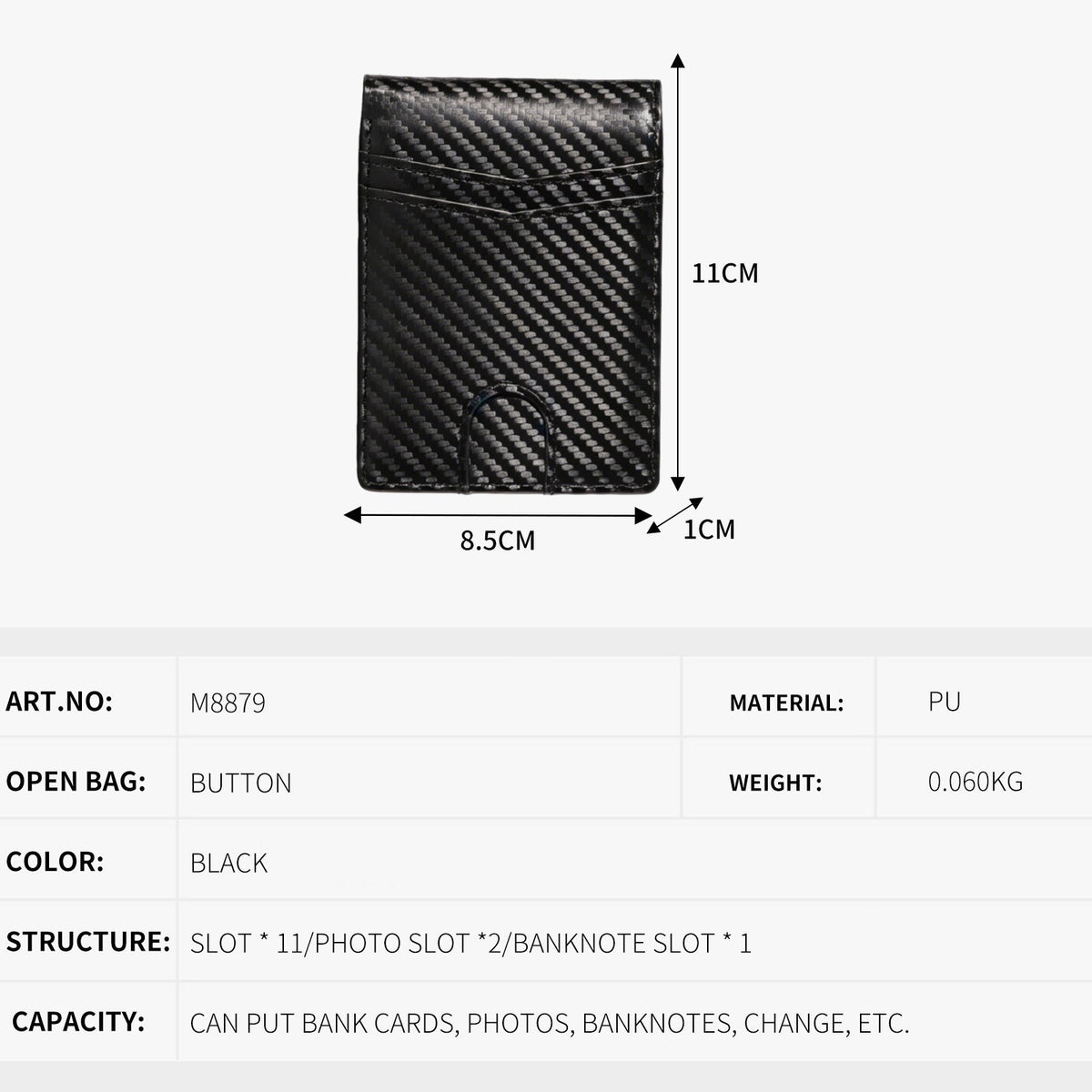 Business-Casual Carbon-Fiber Mens Wallet