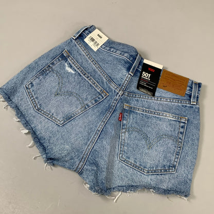 LEVIS 501 Original Fit High Rise Shorts Medium Wash Women's Sz 25 Mega Vibe Blue