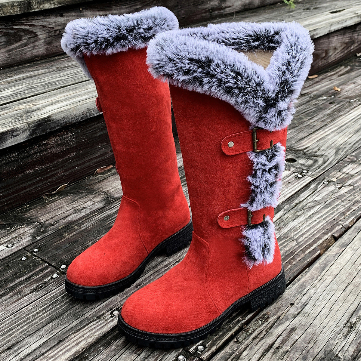 Women's Autumn And Winter Rabbit Fur Thick Velvet Thick Snow Boots
