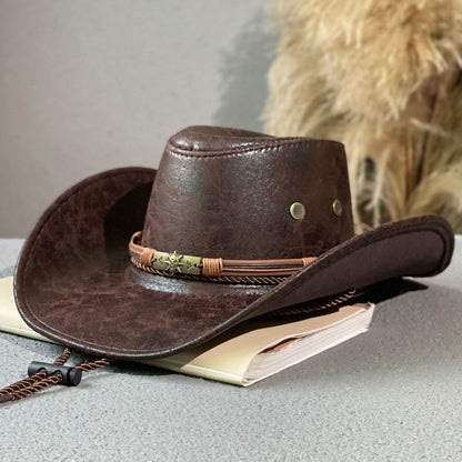 Leather Retro Ethnic Style Western Denim Hat