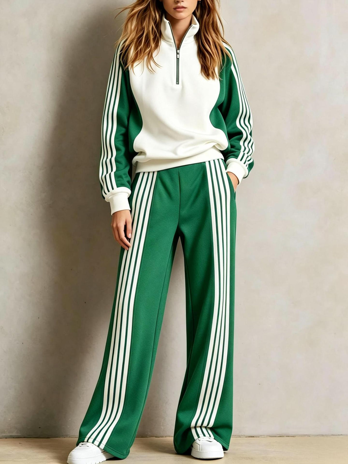 Striped Leisure Sports Suit Women