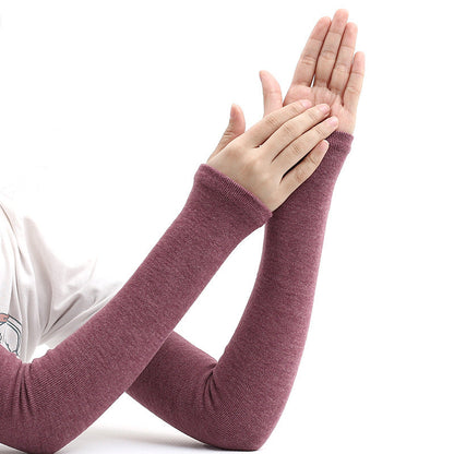 Women's Pure Cashmere Arm Warmers - Knitted Elastic Sleeve Covers for Winter Cold Weather Protection