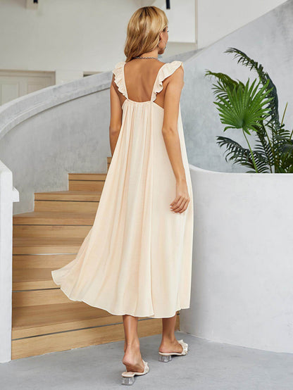Ruffled V-Neck Midi Dress for Chic Summer Style