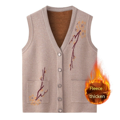 Knitted Sweater Waistcoat Cardigan Middle-aged And Elderly Waistcoat Winter Clothing