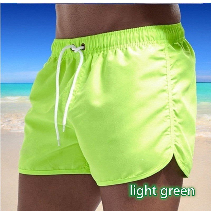 Mens Solid-Color Three-Quarter-Length Beach Shorts