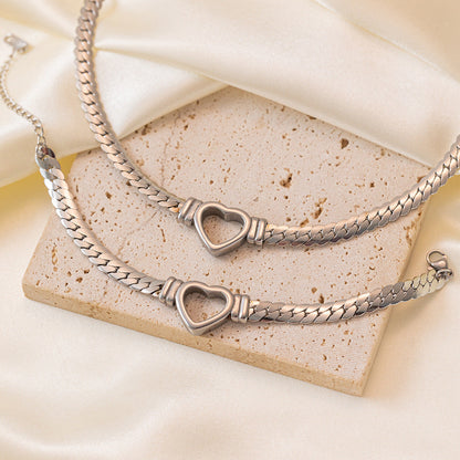 Lux Titanium Snake Bones Clavicle Necklace