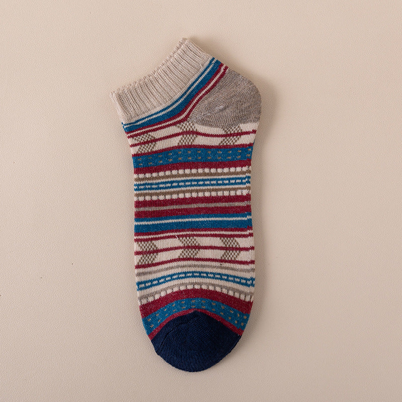 Mens Socks Harajuku-style Ankle Socks With Ethnic Patterns