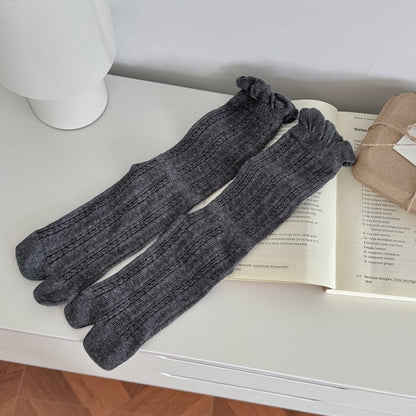 Spring Summer Thin Cable-knit Bubble-toe Mid-calf Split-toe Socks