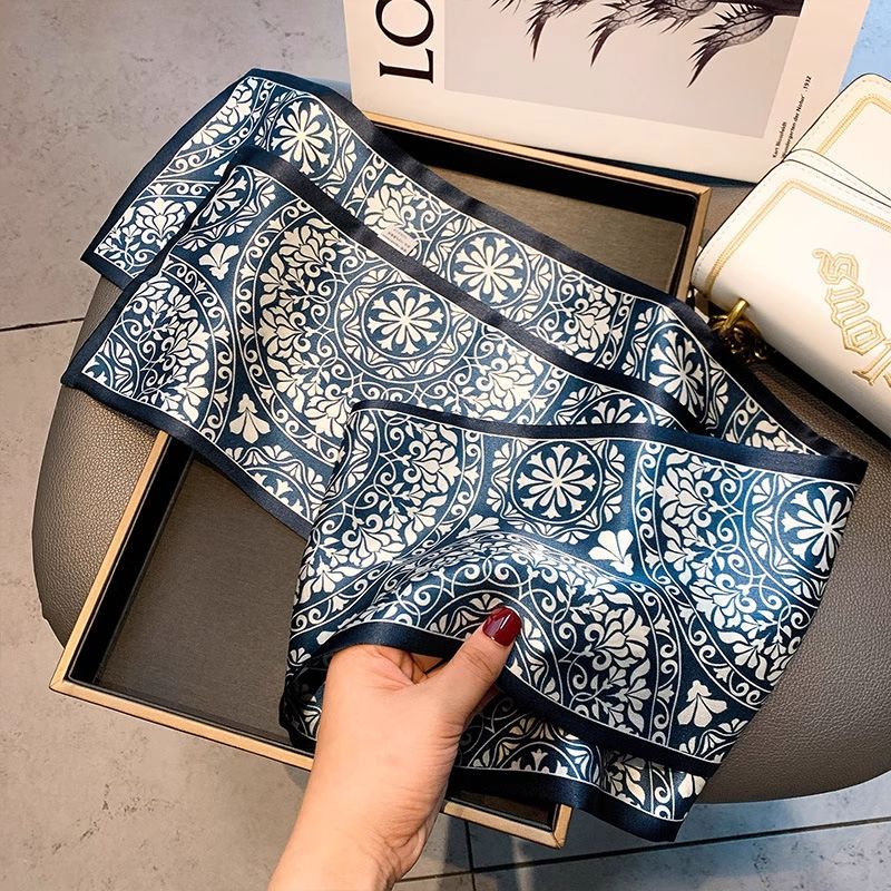 Floral-print Neck Scarf Springsummer Silk Scarf