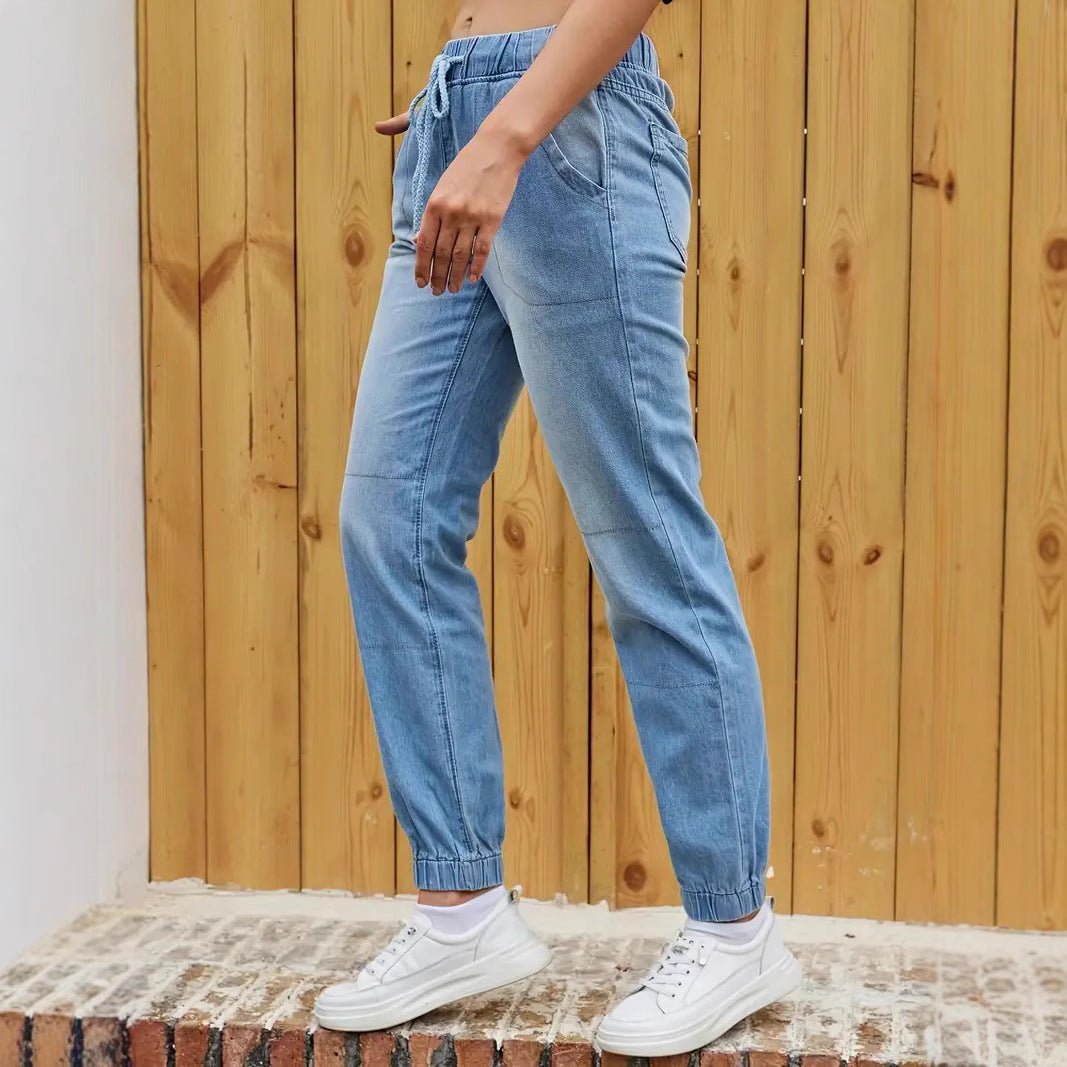 Elastic Waistband Jeans For Women