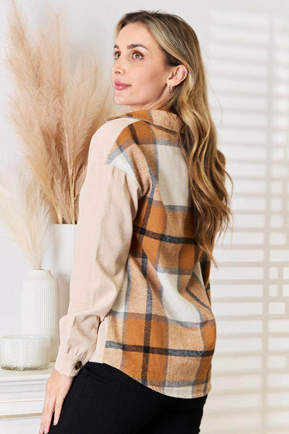 Perfee Plaid Print Dropped Shoulder Shirt for Casual Style