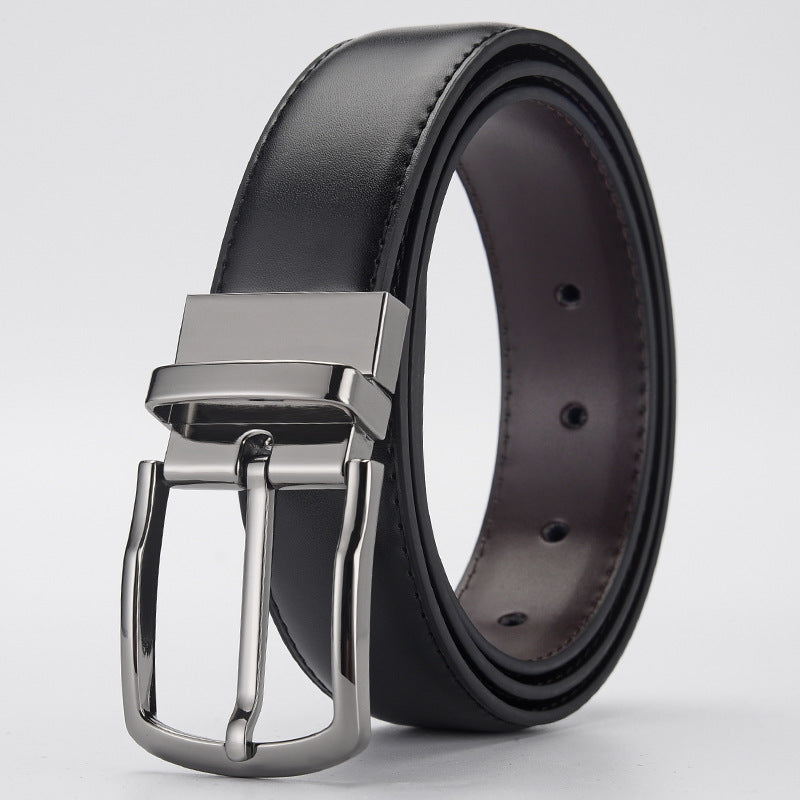 Gentleman Business Style Men's Leather Business Rotation Pin Buckle Belt